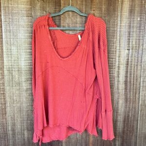 Free people red over the shoulder sweater